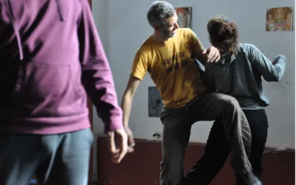 Fig. 3. Partcipants improvising together during a Contact Improvisaton Jam in Bologna, 2015
