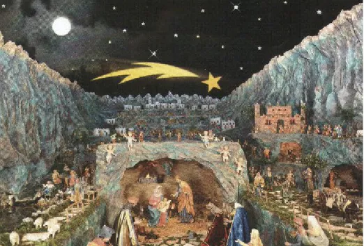 Figura 5- Presepe della Chiesa del Rosario dell'anno 2009 con la grotta posizionata al  centro.