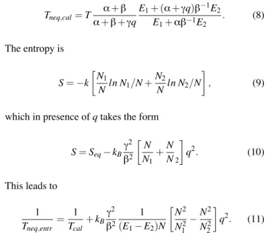 Illustration 1: caloric and entropic temperatures in two- two-level system with an energy flux