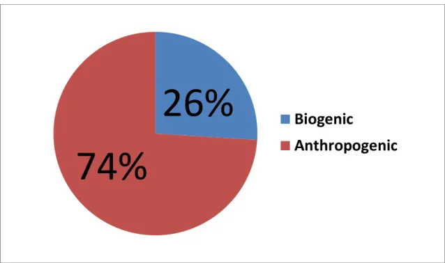 Figure 2. Relative amount of U.S. CO emissions from anthropogenic and biogenic sources in 2011 