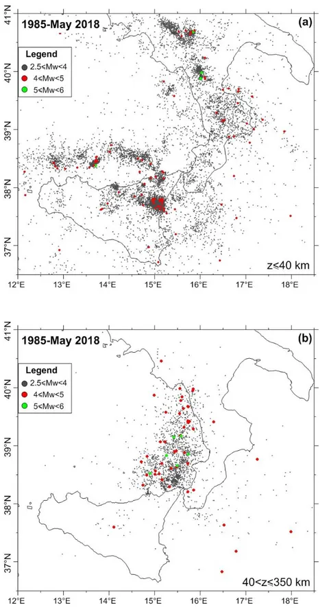 Figure  1.4  The  maps  (a)  and  (b)  show  the  epicenter  locations  of  the 