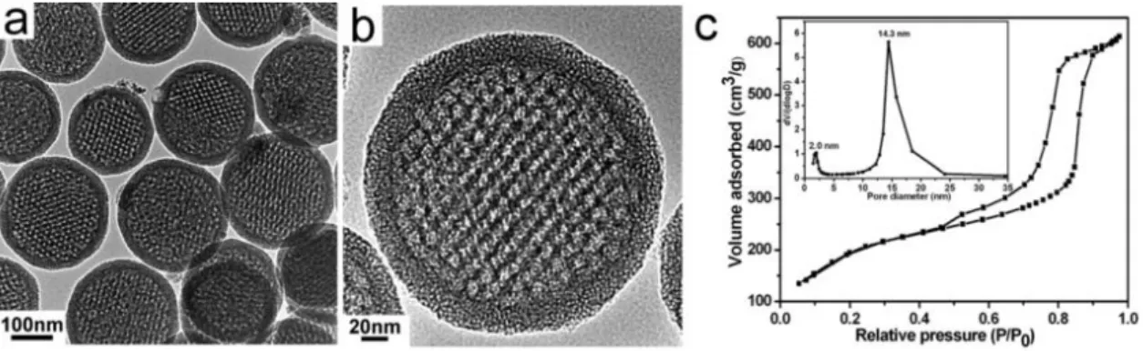 Figure 20. Schematic synthesis method for yolk/shell particles synthesis (left). TEM images of  silica shells with cores of: a