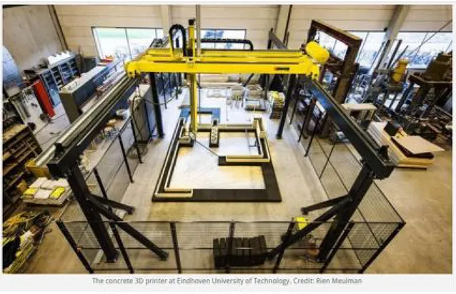 Figura 4. Una stampante per applicazioni di 3D printing con cemento presso l’Eindhoven University of  Technology 