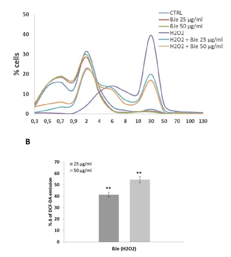 Fig.  3.  Cytofluorimetric  evaluation  of  intracellular  ROS.  A549  cells  treated  for  18  h 