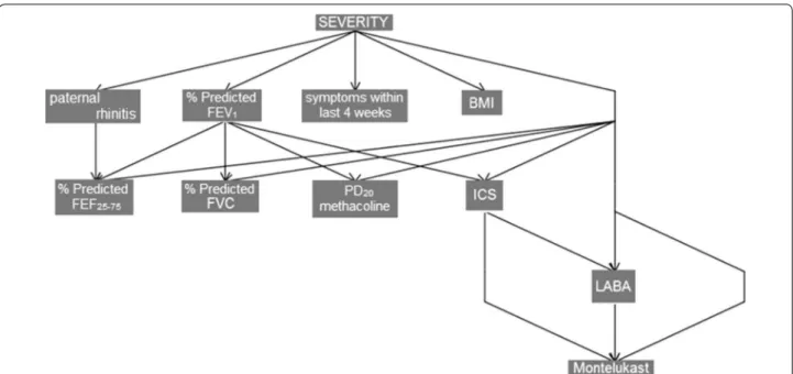 Fig. 3  Bayesian networks model evidences conditional dependencies between severity as diagnosed by the physician and the variable space 