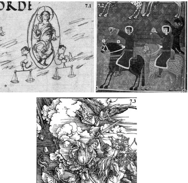 Fig.  7  La  bilancia  della  giustizia  divina  –  7.1:  Salterio  detto  di  Utrecht,  Reims  816-835,  Utrecht, 