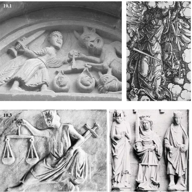 Fig. 10 San Michele e la nascita dello schema di Justitia – 10.1: Psicostasia con san Michele contende 