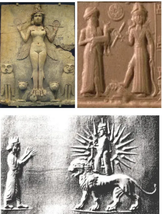 Fig.  3  La  dea  sovrana  col  leone  -  3.1.  Rilievo con Ištar  nuda  su due leoni, detto Rilievo Burney, Babilonia, 
