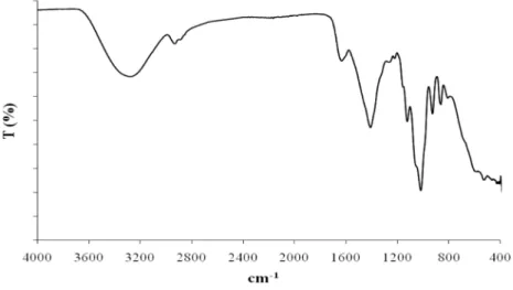Figure 5. IR spectrum of the EPS1 produced by B. licheniformis strain T14. 