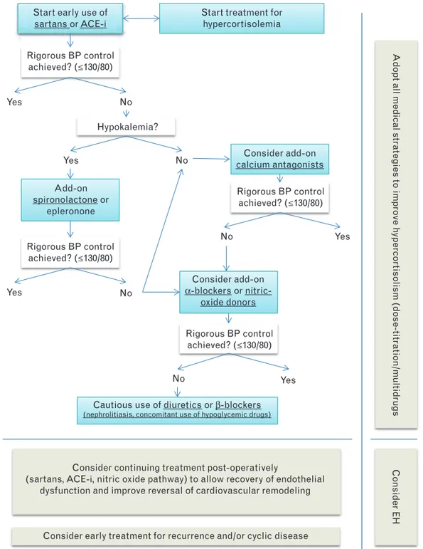 FIGURE 3 Treatment algorithm based on a pathophysiological targets of glucocorticoid excess