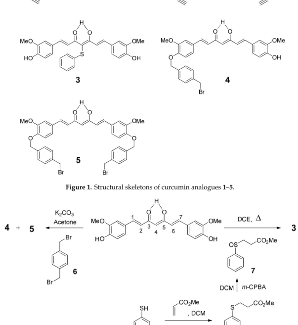 Figure 1. Structural skeletons of curcumin analogues 1–5.