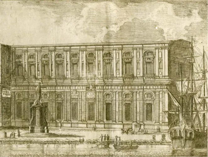 Figura 2. Francesco Sicuro, palazzo senatorio, acquaforte, 1768, incisione. Palermo, Galleria Regionale della Sicilia, Palazzo  Abatellis.