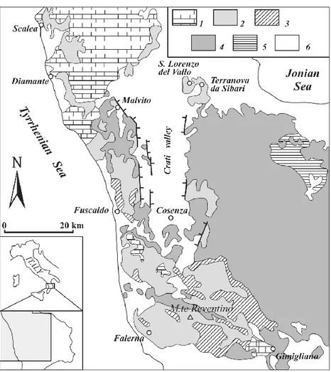 Figure 7. Geological sketch map of the northern sector of the Calabrian-Peloritani Arc (after Punturo et al