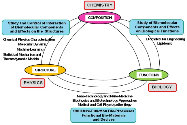 Figure  6.  A  conceptual  description  of  the  main  disciplines  involved  in  the  interdisciplinary study of biological membranes