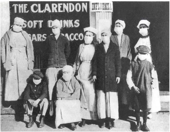 Fig. 5: Foto del 1920. La pandemia influenzale del 1918 ha ucciso fino a 100 milioni di persone  in tutto il mondo, sei volte il numero morti causati dalla Prima Guerra Mondiale