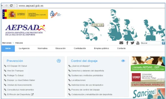 Figura 1. Portal Web de la AEPSAD. 