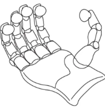 Figure 2.11: Sketch of a robotic hand equipped with pneumatic balloons.