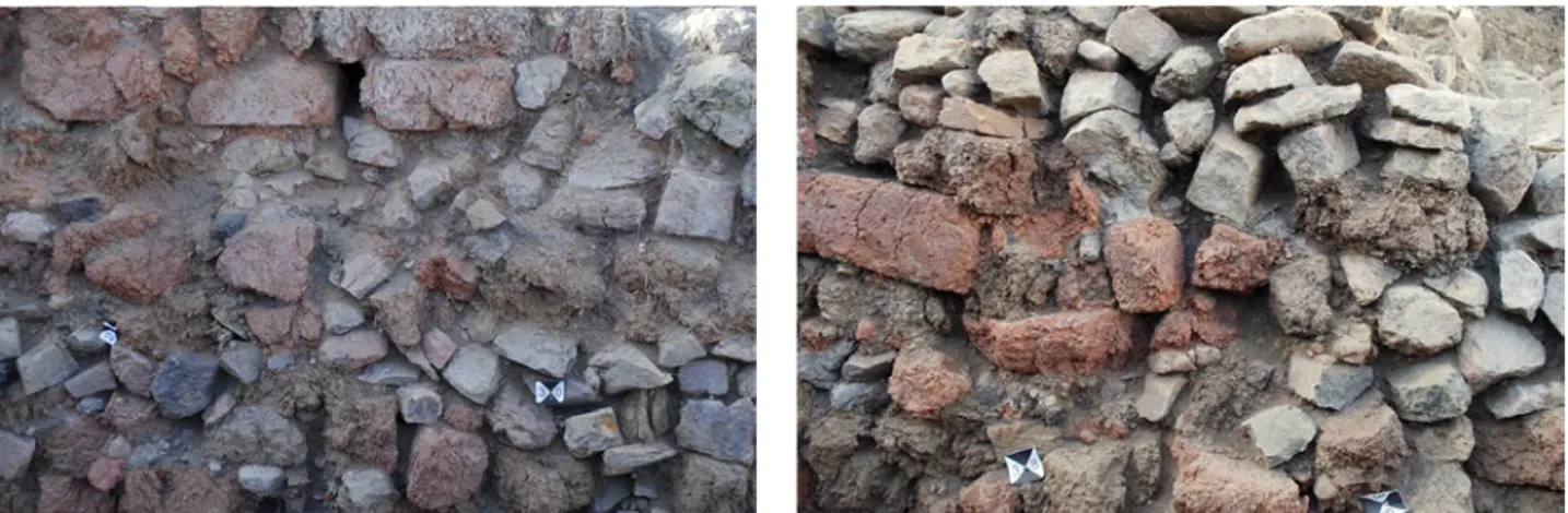 Fig. 53: A detail with the structure of the wall 31, with stones and fragmentary burned mud-bricks, without mortar