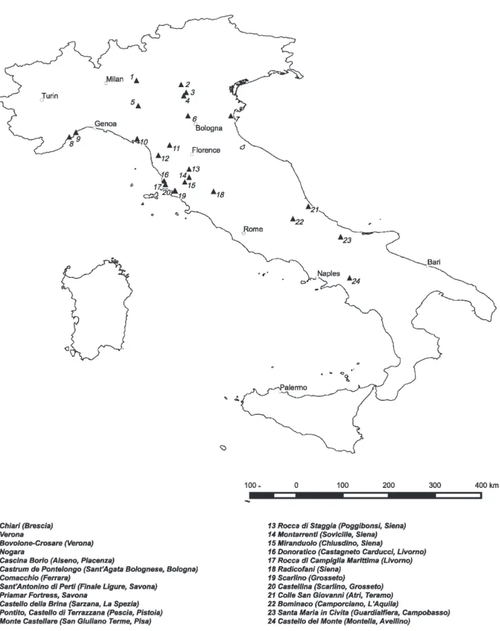 Figure 22.1. Map of Italy showing the key sites mentioned in the paper (Image by author).