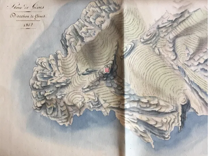 Figura 1.  Carte da l’anse de St. Fructuose sur le Cap de Portofino, 31 dicembre 1811, Capitano del genio in capo  G.B