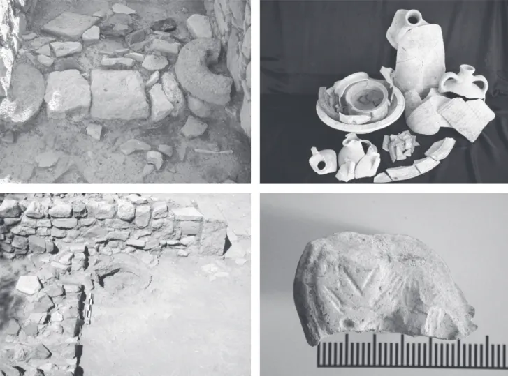 fig. 5-8. Tracce archeologiche della produzione quotidiana  del pane nell’area del Quartiere Bizantino 