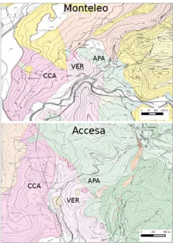 fig. 1 – Carta geologica della Toscana, progetto CARG; APA: Argille 