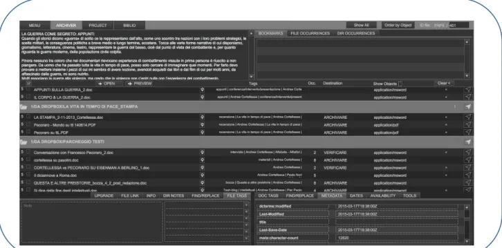 Figure 2. PadManager: the Archiver Section 