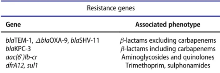 Table 2. Acquired antimicrobial resistance genes detected in KP04C62 with the associated resistance phenotype.