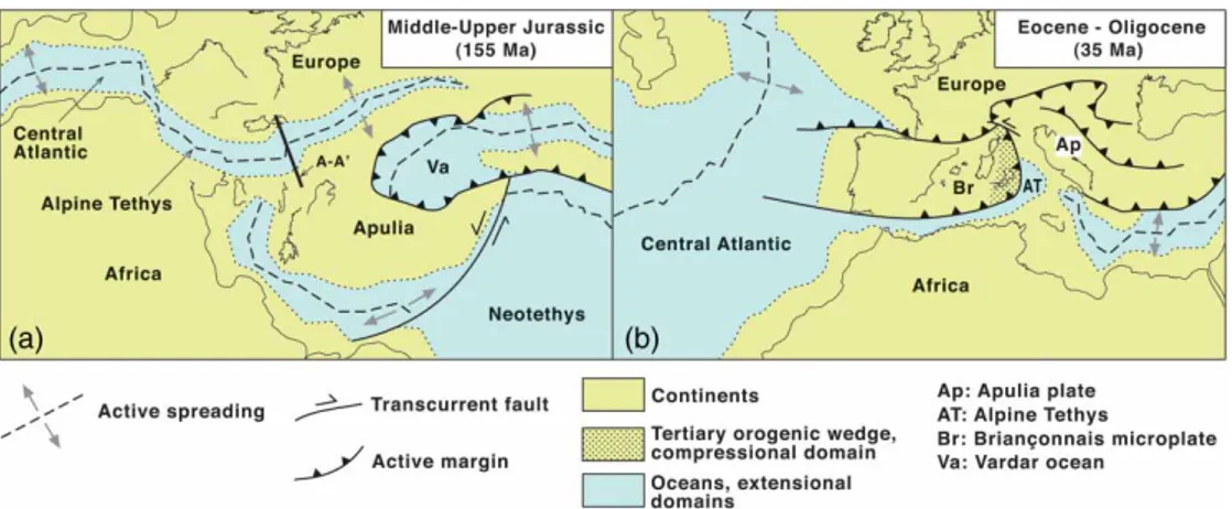 Figure 1. Plate reconstruction for the western Mediterranean area, after Stampﬂi et al