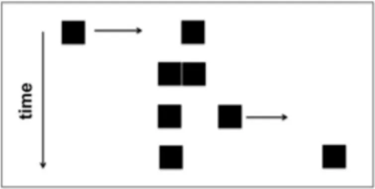 Figura 2. Schematizzazione del paradigma sperimentale di Michotte