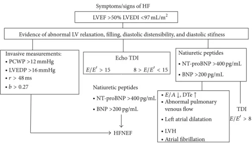Figure 2: Algorithm including both echo and NP measurements to identify patients with HF and preserved systolic function (modified by Maeder and Kaye [ 40 ]).