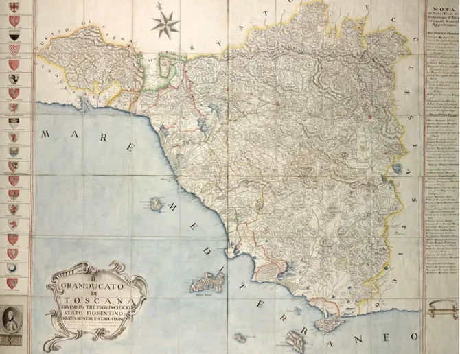 Figure 1. The Grand Duchy of Tuscany in a pre-geodetic representation, Francesco Giachi, 1780