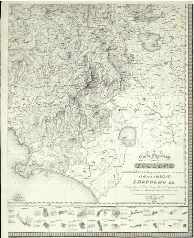 Figure 2. The first geometric and geodetic paper of Grand Duchy of Tuscany in scale 1:200,000, Giovanni Inghirami, 1830- 1830-1831
