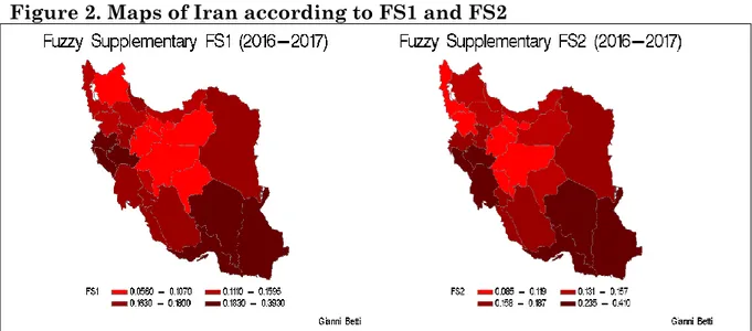 Figure 2. Maps of Iran according to FS1 and FS2 