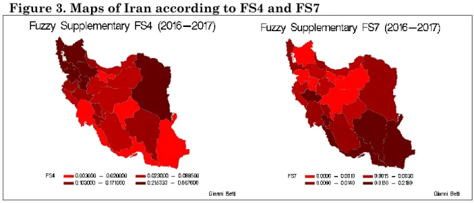 Figure 3. Maps of Iran according to FS4 and FS7 