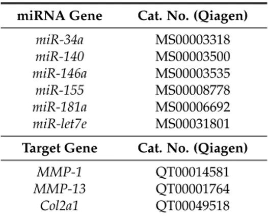 Table 1. Primers used for RT-qPCR. miRNA Gene Cat. No. (Qiagen)