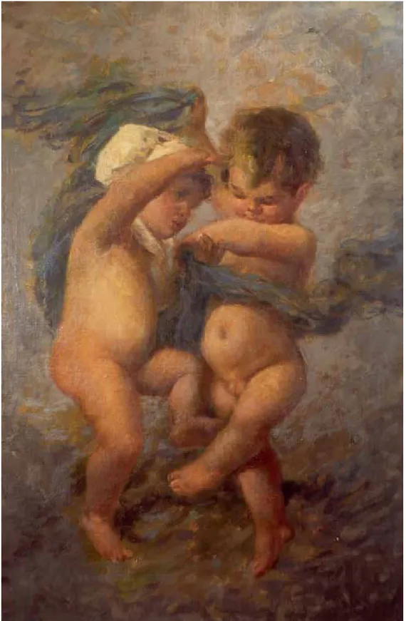 Fig. 6. Luigi Di Giovanni (Palermo 1856-1938), attr., Danza di putti, olio su tela, cm 78,5x68.