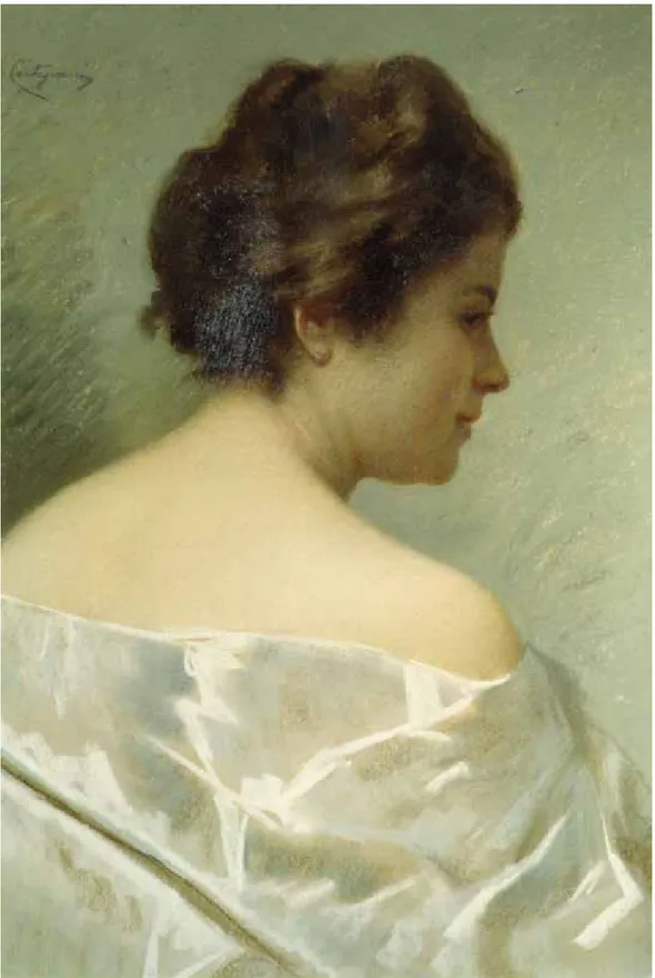 Fig. 20. Michele Cortegiani (Palermo 1857-Tunisi 1919), Ritratto di donna, pastello e tempera su carta,  cm 68x50, firmato in alto a sinistra: M