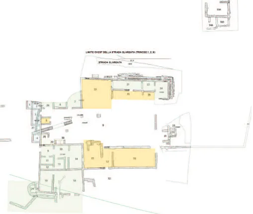 Fig.  4.  Brentino  Belluno,  Italy.  Plan  of  the  complex  of  the  “ villa-mansio ”  (from  zaccaria Ruggiu 2016, ﬁg
