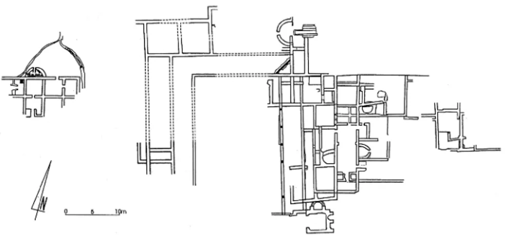 Fig. 9. Pauciuri at Malvito (Italy). Schematic plan of the archaeological complex with the thermal installations (from Crogiez 2000).