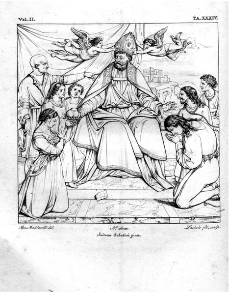 Fig. 2 –  Andrea Sabatini da Salerno, San Benedetto in cattedra (in P ISTOLESI  1834,  tav
