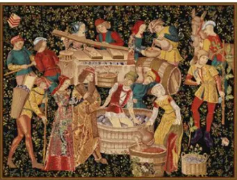 Figura 1 - Arazzo con scene di vita quotidiana nel Medioevo –Musei Vaticani 