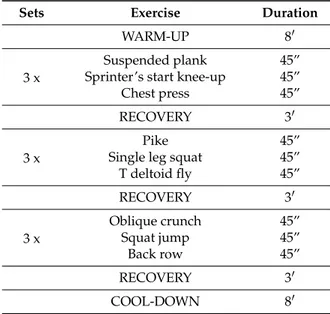 Table 1. Schematic Representation of the 50 min Suspension Training Group Session.