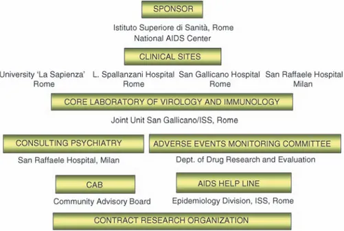 Fig. 8. Operative structure for the conduct of the preventive and therapeutic phase I trials