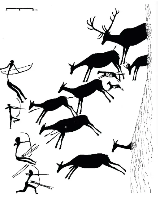 Fig. 1.16: Scena di caccia al cervo da Cabras Monteses, Levante spagnolo. Probabile mesolitico