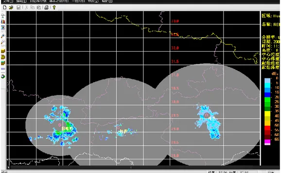 Figure 3. 1. Screen dump of the visualization of a level of the reflectivity volume. 