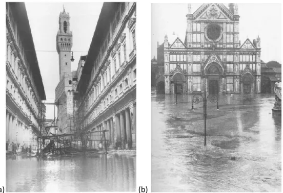 Fig. 2.12 L’alluvione di Firenze del  4 novembre 1966: (a) Palazzo vecchio (Utente: Archeologo, 