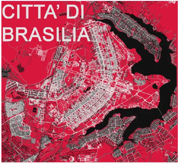 Fig. 1.12 La pianificazione urbana della città di Brasilia (base cartografica in:  &lt;http://www.sedhab.df.gov.br/mapas_sicad/index2.htm&gt;, 26/06/2014)                                                             