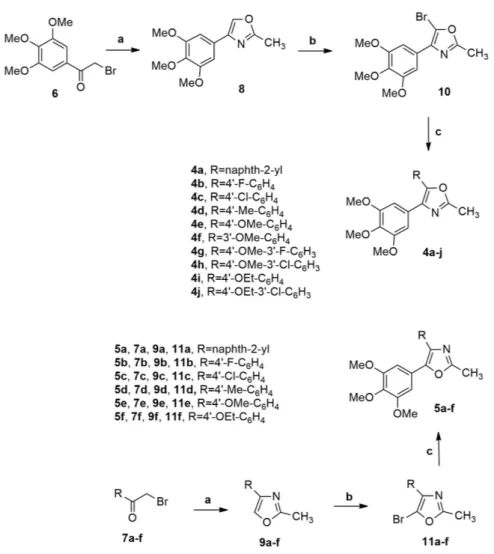 Figure 2.  Reagents. a: CH 3 CONH 2 , 150 °C, 2 h; b: N-bromosuccinimide, CHCl 3 , rt; c: PdCl 2 (DPPF),  ArB(OH) 2 , CsF, 1,4-dioxane