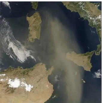 Fig. 2. Foto satellitare di polvere sahariana, che arriva sull’Italia